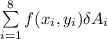 \sum\limits^8_{i=1}f(x_i,y_i)\delta A_i