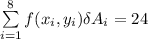 \sum\limits^8_{i=1}f(x_i,y_i)\delta A_i=24