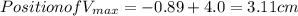 Position of V_{max}=-0.89+4.0=3.11cm\\