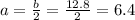 a = \frac{b}{2} = \frac{12.8}{2} = 6.4