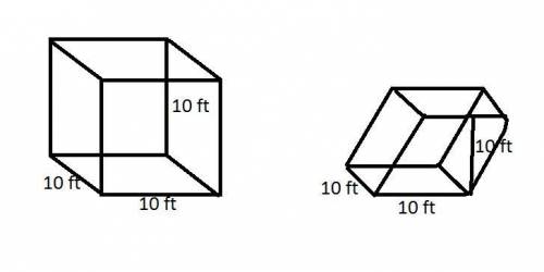 Seriously need  with this question.  the cube in the image has a volume of 1,000 cubic feet. the oth