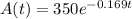 A(t)=350e^{-0.169t}
