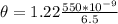 \theta = 1.22 \frac{550*10^{-9}}{6.5}