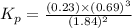 K_{p} = \frac{(0.23) \times (0.69)^{3}}{(1.84)^{2}}