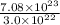 \frac{7.08 \times 10^{23}}{3.0 \times 10^{22}}