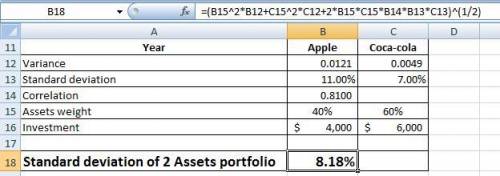 Acollege student owns two securities:  apple and coca- cola. apple has an expected return of 15 perc