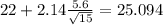 22+2.14\frac{5.6}{\sqrt{15}}=25.094
