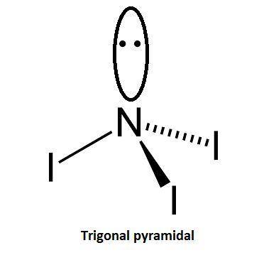Using the vsepr model, identify the molecular geometry of nitrogen triiodide, ni3, based on the numb