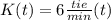 K(t)=6\frac{tie}{min}(t)