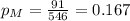 p_{M}=\frac{91}{546}=0.167