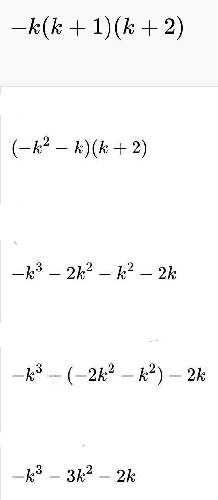 factor completely. -2k - k 3 - 3k 2 k(-k + 1)(k - 2) -k(k - 1)(k - 2) -k(k + 1)(k + 2)