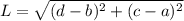 \displaystyle L=\sqrt{(d-b)^2+(c-a)^2}