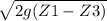 \sqrt{2g(Z1-Z3)}