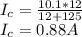 I_{c}=\frac{10.1*12 }{12+125} \\I_{c}=0.88A\\