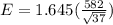 E=1.645(\frac{582}{\sqrt{37}})