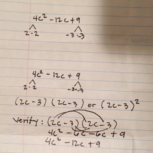 How do i factor this trinomial?  4c^2-12c+9