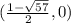 (\frac{1 - \sqrt{57}}{2}, 0)