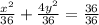 \frac{x^{2}}{36}+\frac{4y^{2} }{36} = \frac{36}{36}