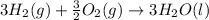 3H_2(g)+\frac{3}{2}O_2(g)\rightarrow 3H_2O(l)