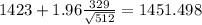 1423+1.96\frac{329}{\sqrt{512}}=1451.498