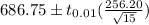 686.75\pm t_{0.01}(\frac{256.20}{\sqrt{15}})