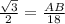 \frac{\sqrt{3}}{2}=\frac{AB}{18}