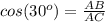 cos(30^o)=\frac{AB}{AC}