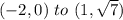 (-2,0)\ to\ (1,\sqrt{7})