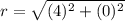 r=\sqrt{(4)^{2}+(0)^{2}}