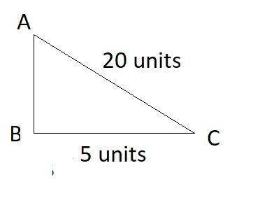 Given:  δabc is a right triangle. ac = 20 bc = 5 determine the length of the missing side of δabc. w