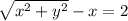 \sqrt{x^{2} + y^{2}} - x = 2
