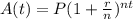 A(t)=P(1+\frac{r}{n})^{nt}