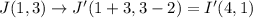 J(1,3)\rightarrow J'(1+3,3-2)=I'(4,1)