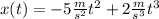 x(t)=-5\frac{m}{s^{2} } t^{2} + 2\frac{m}{s^{3} } t^{3}
