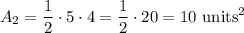 A_2=\dfrac{1}{2}\cdot5\cdot4=\dfrac{1}{2}\cdot20=10\ \text{units}^2