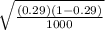 \sqrt{\frac{(0.29)(1-0.29)}{1000} } \\