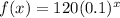 f(x) = 120(0.1)^{x}