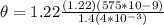 \theta = 1.22 \frac{(1.22)(575*10{-9})}{1.4(4*10^{-3})}