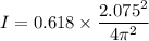 I =0.618\times \dfrac{2.075^2}{4\pi^2}