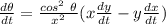 \frac{d\theta}{dt}=\frac{cos^2\ \theta}{x^2} (x\frac{dy}{dt}-y\frac{dx}{dt})