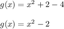 g(x)= x^2 + 2-4\\\\g(x)= x^2 -2