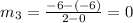 m_3=\frac{-6-(-6)}{2-0}=0