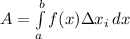 A=\int\limits^b_a {f(x)\Delta x_i} \, dx