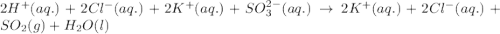 2H^+(aq.)+2Cl^-(aq.)+2K^+(aq.)+SO_3^{2-}(aq.)\rightarrow 2K^+(aq.)+2Cl^-(aq.)+SO_2(g)+H_2O(l)