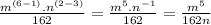 \frac{m^{(6-1)}.n^{(2-3)}}{162}=\frac{m^{5}.n^{-1} }{162}=\frac{m^{5} }{162n}