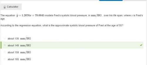The equation yˆ=1.2676x+79.6645 models fred’s systolic blood pressure, in mm/hg , over his life span