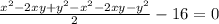 \frac{x^{2}-2xy+y^{2}-x^{2}-2xy-y^{2}}{2}-16=0