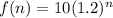 f(n)=10(1.2)^n