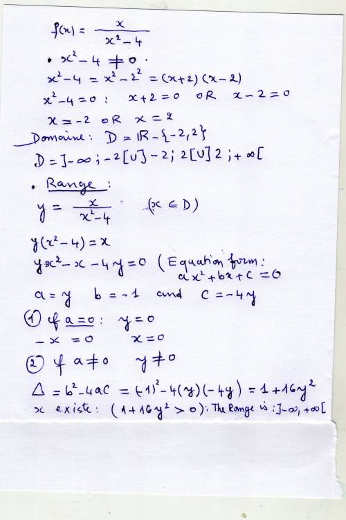 Find the domain and range (i really want to see the range)  y= x/x^2-4