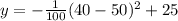 y=-\frac{1}{100}(40-50)^2+25